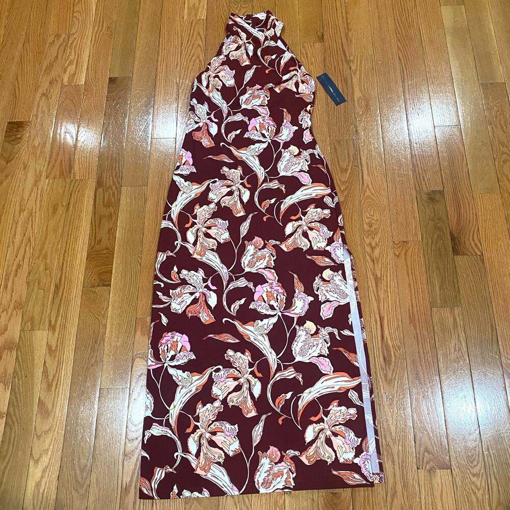 NWT RACHEL Rachel Roy Pink & Red Floral-Print Halter Maxi Dress Women's Size XL